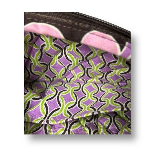 Vera Bradley Wristlet Zip Wallet Pink Green Floral Quilted Cotton Organizer Bag - Picture 10 of 13